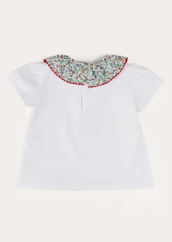 Pepa London Evelyn Floral Ruffle Collar Top in Red (2-10yrs)