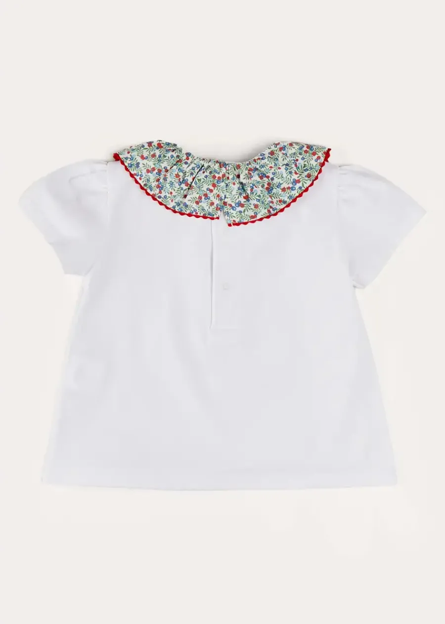 Pepa London Evelyn Floral Ruffle Collar Top in Red (2-10yrs)