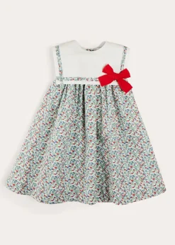 Pepa London Evelyn Floral Sleeveless Bow Detail Trapeze Dress in Red (12mths-8yrs)