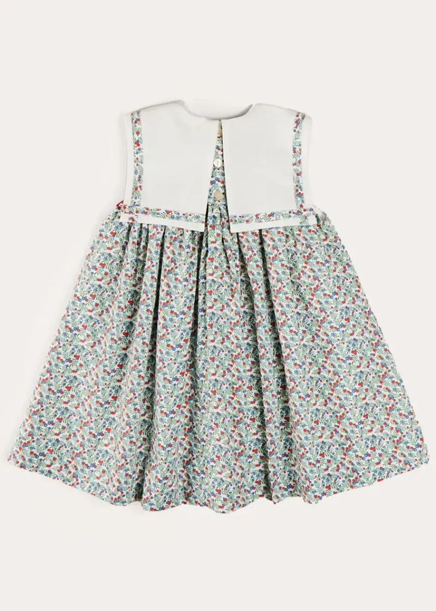 Pepa London Evelyn Floral Sleeveless Bow Detail Trapeze Dress in Red (12mths-8yrs)