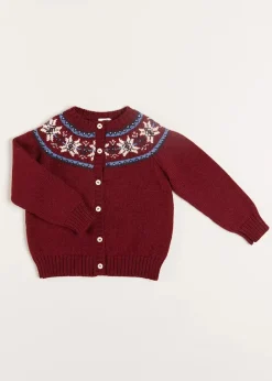 Pepa London Fair Isle Cardigan in Burgundy (12mths-10yrs)