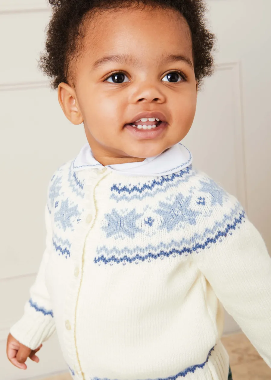 BOY Pepa London Fair Isle Cardigan in Cream (6mths-3yrs)