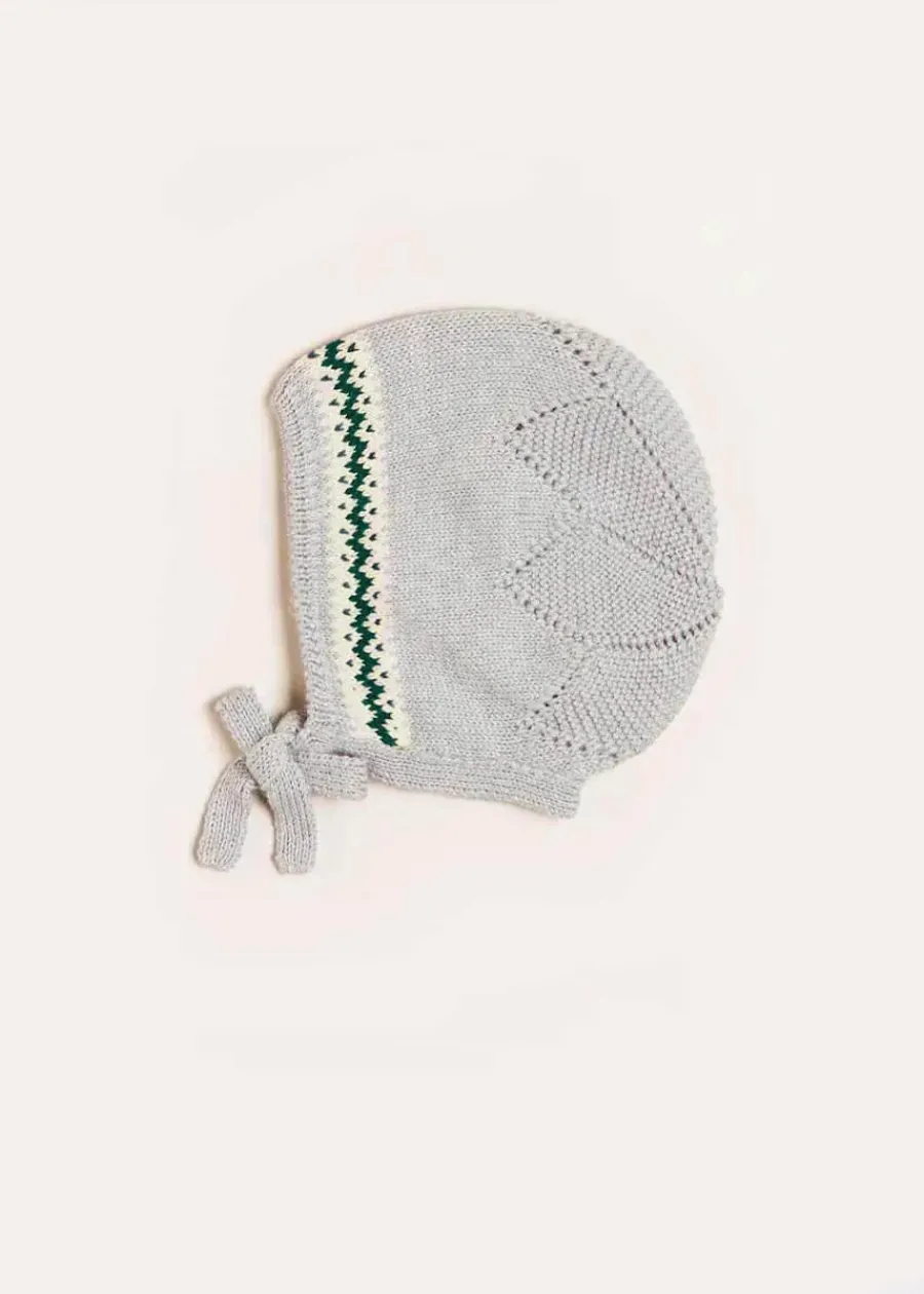 BOY Pepa London Fair Isle Detail Knitted Bonnet in Grey (S-L)