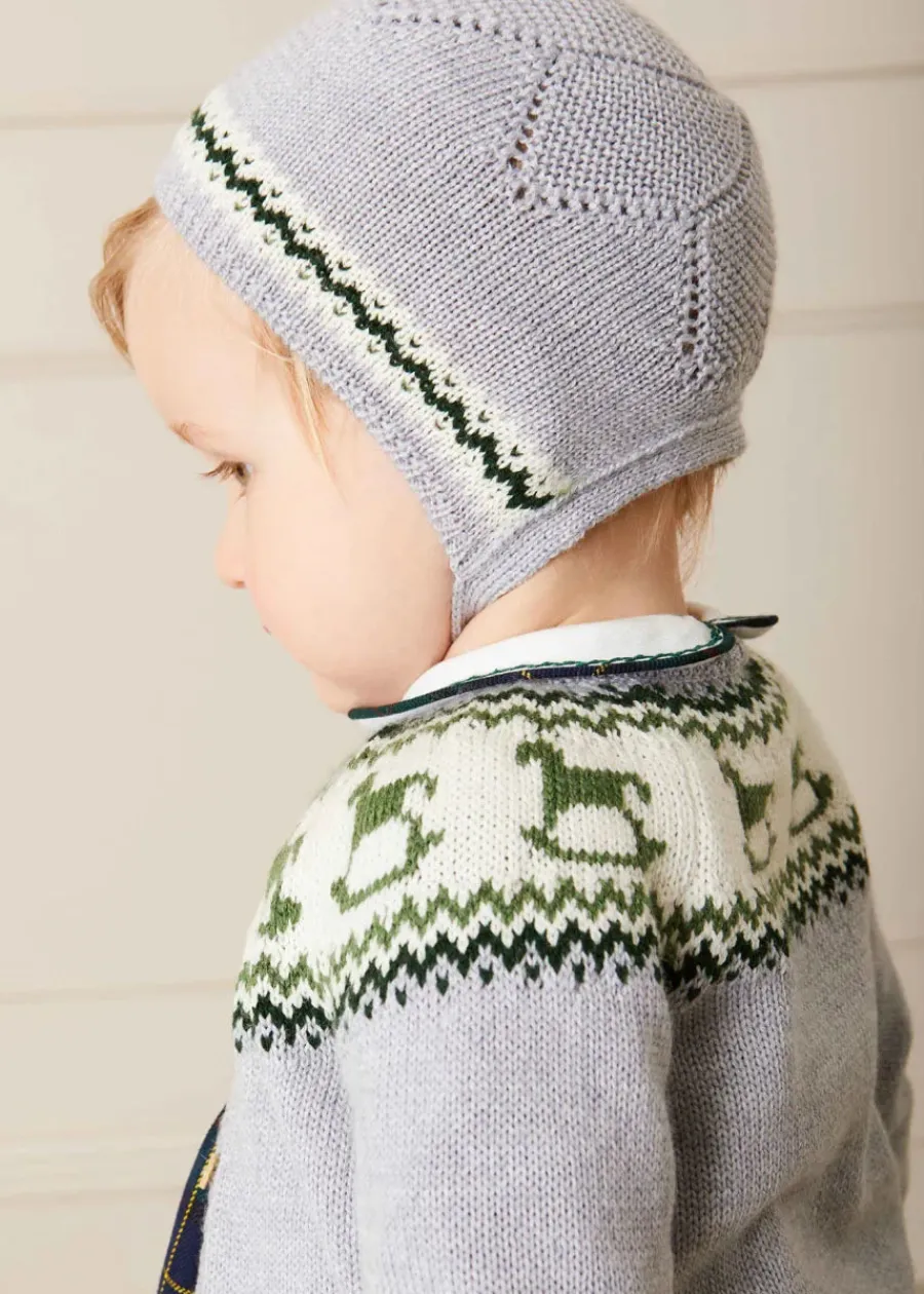 BOY Pepa London Fair Isle Detail Knitted Bonnet in Grey (S-L)