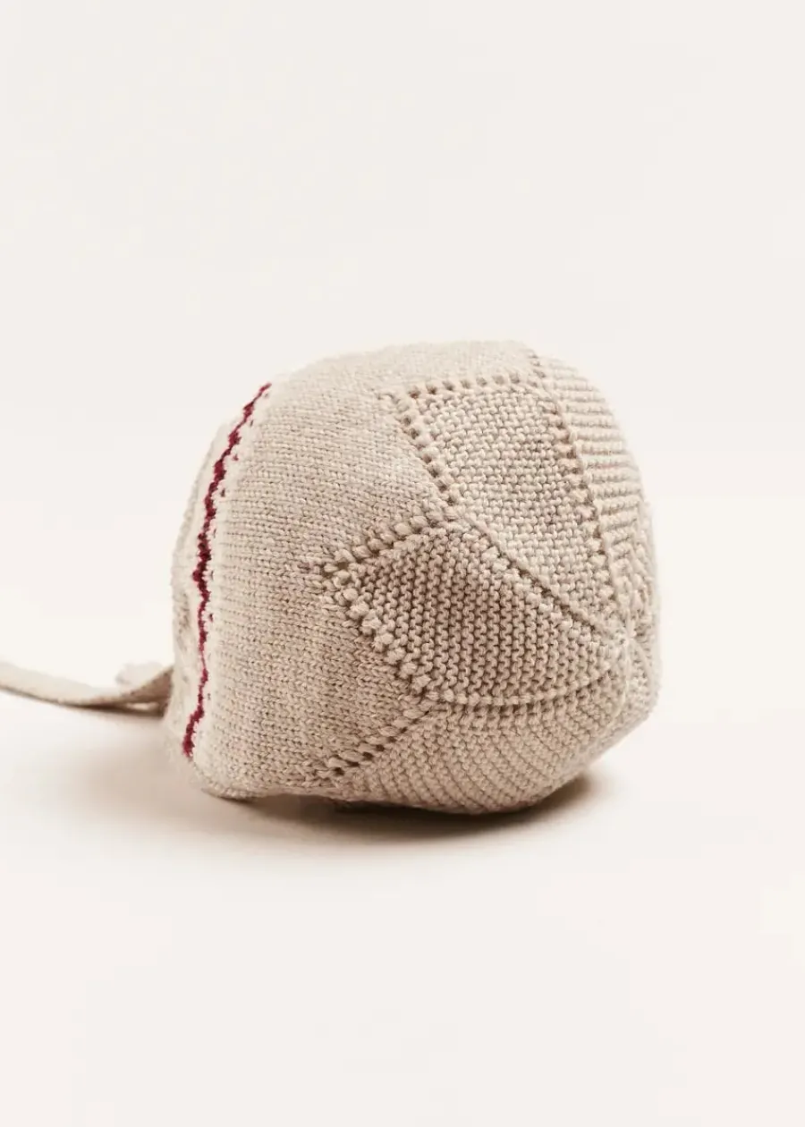 Pepa London Fair Isle Detail Knitted Bonnet in Beige (S-L)