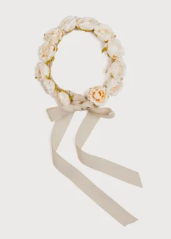 BOY Pepa London Faux Flower Pearl Detail Crown With Ivory Flower