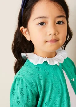 Pepa London Floral Openwork Cotton Cardigan in Green (2-10yrs)