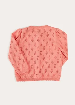 Pepa London Floral Openwork Cotton Cardigan in Pink (2-10yrs)