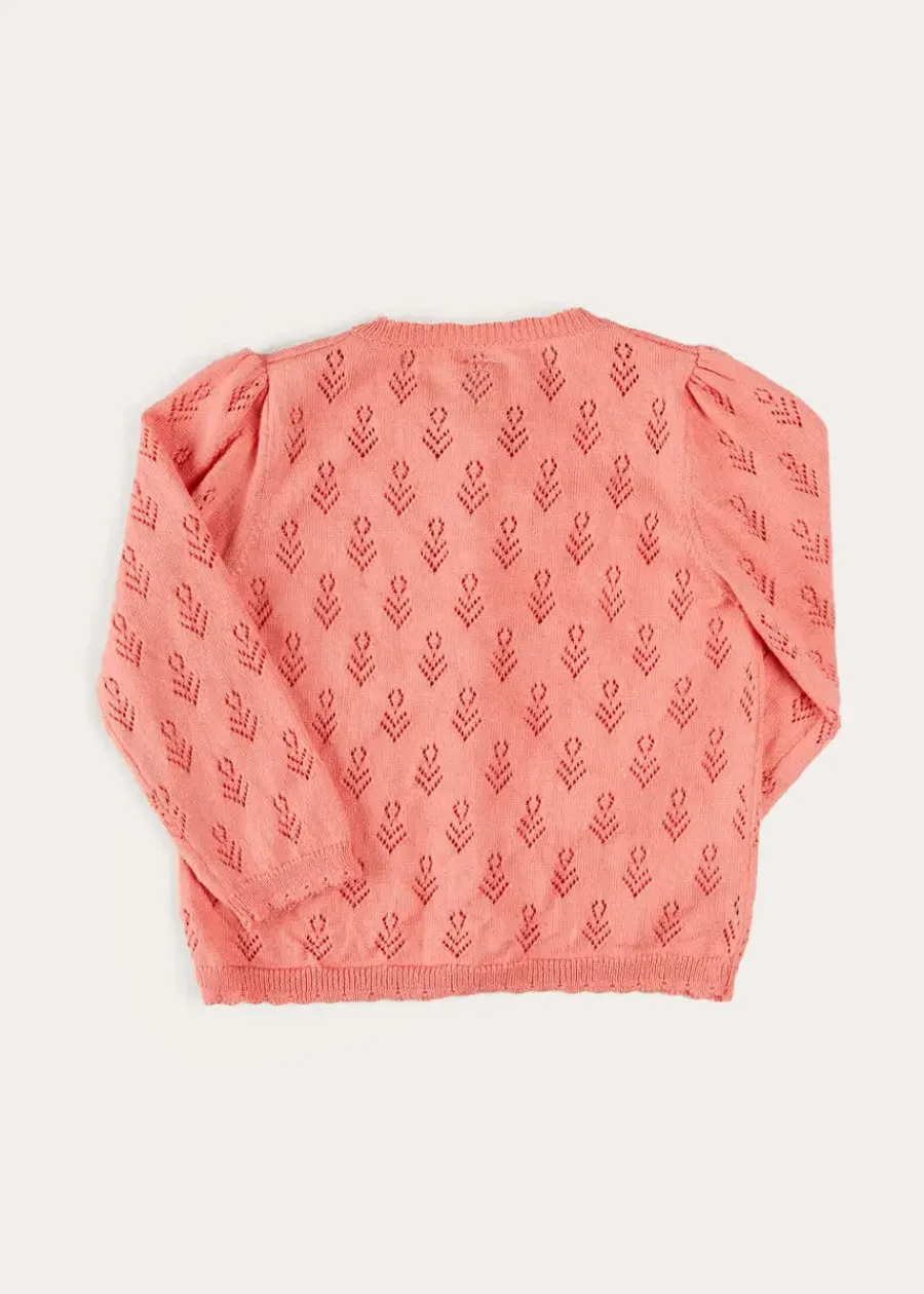 Pepa London Floral Openwork Cotton Cardigan in Pink (2-10yrs)