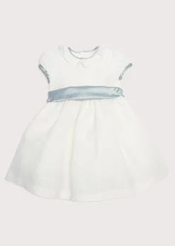 Pepa London Flower Girl Ivory Dress with Blue Silk Sash (6mths-10yrs)