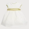 Pepa London Flower Girl Ivory Dress with Green Silk Sash (6mths-10yrs)