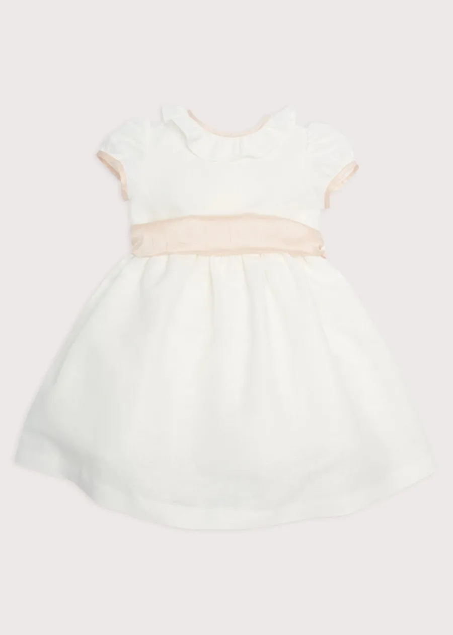 Pepa London Flower Girl Ivory Dress with Pink Silk Sash (6mths-10yrs)