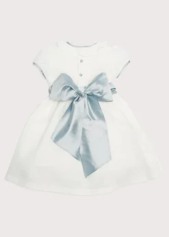 Pepa London Flower Girl Ivory Dress with Blue Silk Sash (6mths-10yrs)