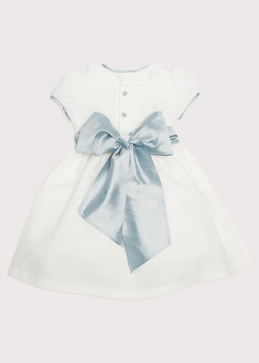Pepa London Flower Girl Ivory Dress with Blue Silk Sash (6mths-10yrs)