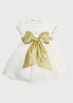 Pepa London Flower Girl Ivory Dress with Green Silk Sash (6mths-10yrs)
