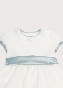 Pepa London Flower Girl Ivory Dress with Blue Silk Sash (6mths-10yrs)