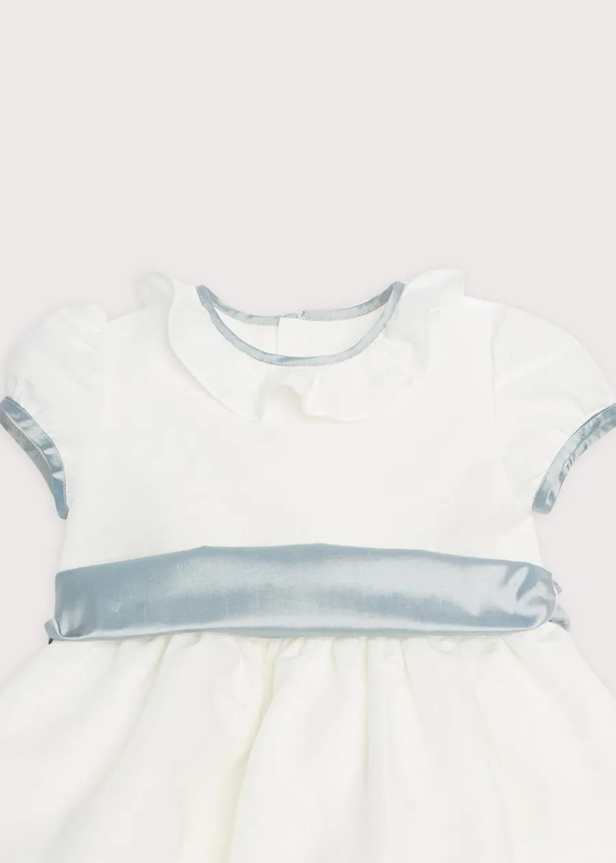 Pepa London Flower Girl Ivory Dress with Blue Silk Sash (6mths-10yrs)