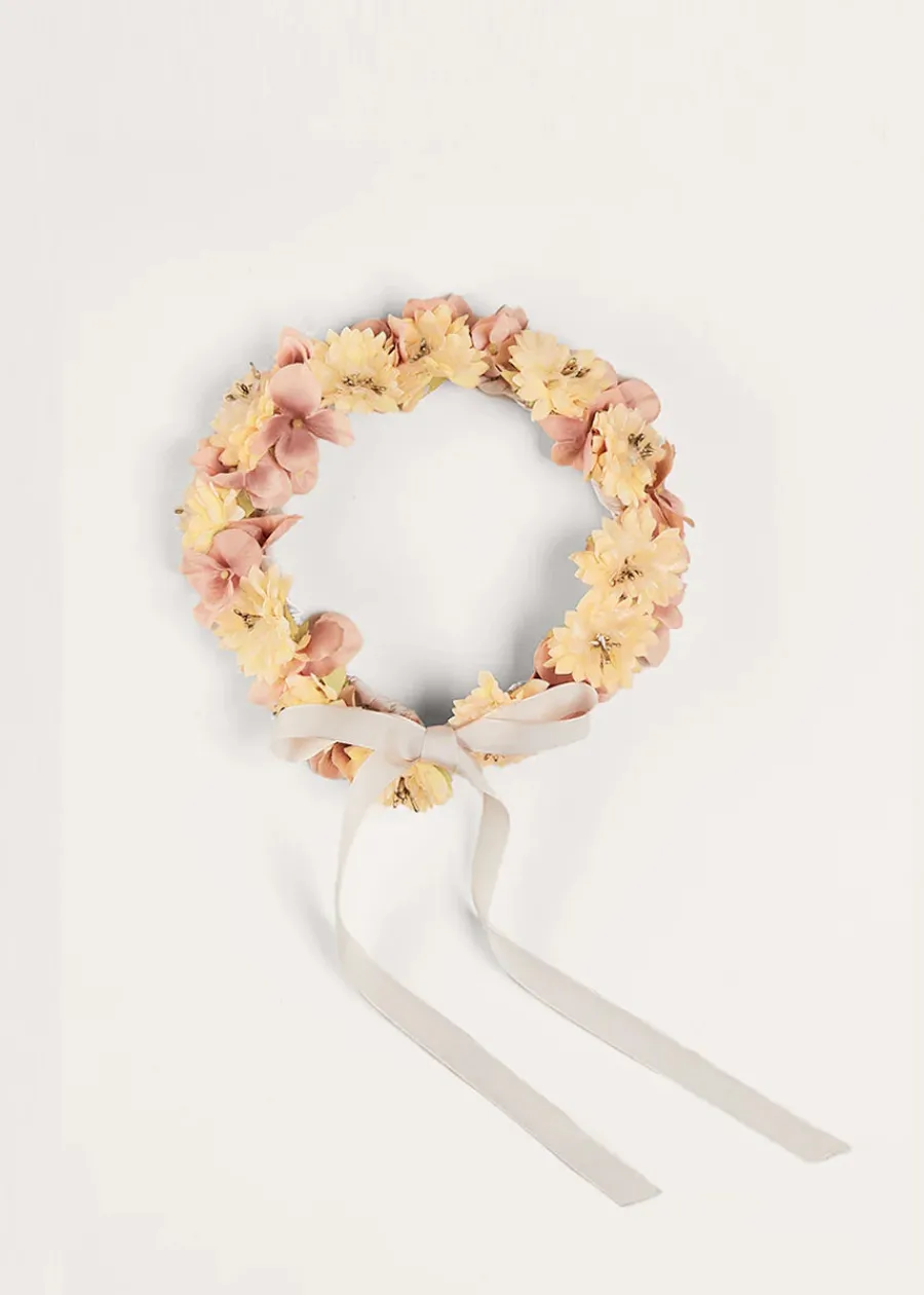 Pepa London Flower Pearl Detail Crown in Pink
