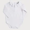 Pepa London Frill Collar Long Sleeve Bodysuit in White (0mths-3yrs)