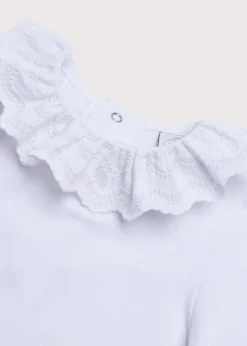 Pepa London Frill Collar Long Sleeve Bodysuit in White (0mths-3yrs)