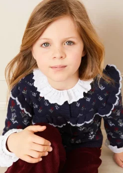 Pepa London Frill Collar Long Sleeve Top in White (18mths-10yrs)