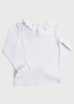 Pepa London Frill Collar Long Sleeve Top in White (18mths-10yrs)