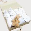 Pepa London Gift boxes | Blue Sleeping Bag with Rocking Horse Detail | Newborn All-In-One With Rocking Horse Embroidery In Blue (1-6mths) | Newborn Side Tie Bodysuit With Rocking Horse Embroidery Blue (1-6mths) | Newborn Towel with Rocking Horse Embroidery In Blue | Newborn Bonnet with Rocking Horse Embroidery Blue (0-3mths) | Newborn Mittens with Rocking Horse Embroidery Blue (1-3mths) | My First Bunny in a Box - Blue