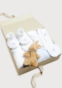 Pepa London Gift boxes | Blue Sleeping Bag with Rocking Horse Detail | Newborn All-In-One With Rocking Horse Embroidery In Blue (1-6mths) | Newborn Side Tie Bodysuit With Rocking Horse Embroidery Blue (1-6mths) | Newborn Towel with Rocking Horse Embroidery In Blue | Newborn Bonnet with Rocking Horse Embroidery Blue (0-3mths) | Newborn Mittens with Rocking Horse Embroidery Blue (1-3mths) | My First Bunny in a Box - Blue