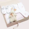Pepa London Gift boxes | Pink Sleeping Bag with Rocking Horse Detail | Newborn All-In-One With Rocking Horse Embroidery In Pink (1-6mths) | Newborn Side Tie Bodysuit With Rocking Horse Embroidery Pink (1-6mths) | Newborn Towel with Rocking Horse Embroidery In Pink | Newborn Bonnet with Rocking Horse Embroidery Pink (0-3mths) | White Bib with Pink Embroidered Rocking Horse | Newborn Mittens with Rocking Horse Embroidery Pink (1-3mths)