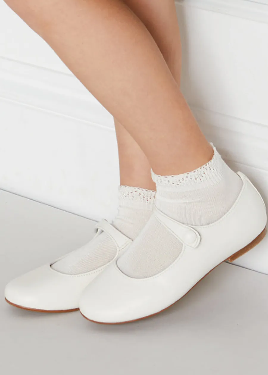 Pepa London Girls Ivory Leather Mary Jane Shoes (20-34EU)