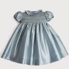 Pepa London Girls Silk Hand Smocked Celebration Dress in Blue (6mths-10yrs)