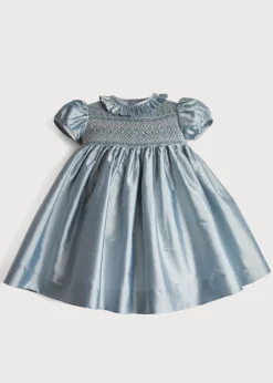 Pepa London Girls Silk Hand Smocked Celebration Dress in Blue (6mths-10yrs)