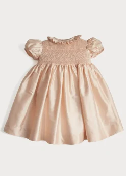 Pepa London Girls Silk Hand Smocked Celebration Dress in Pink (6mths-10yrs)