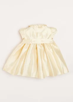 Pepa London Girls Silk Hand Smocked Celebration Dress in Champagne (6mths-10yrs)