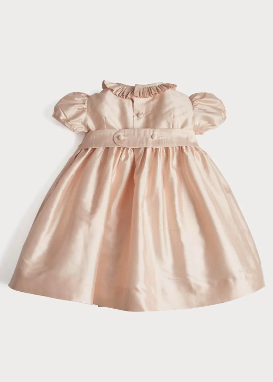 Pepa London Girls Silk Hand Smocked Celebration Dress in Pink (6mths-10yrs)