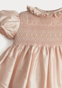 Pepa London Girls Silk Hand Smocked Celebration Dress in Pink (6mths-10yrs)