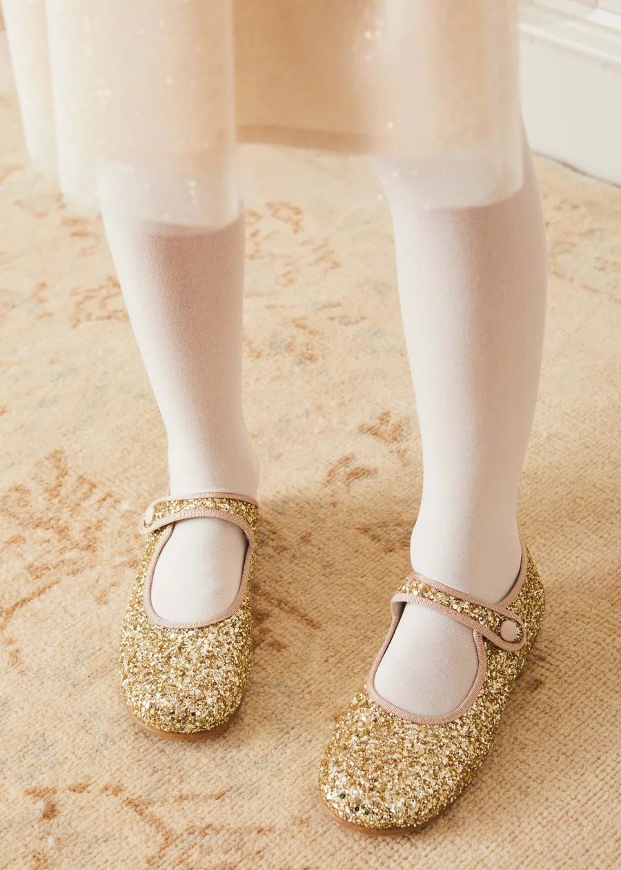Pepa London Glittery Mary Jane Shoes in Gold (24-34EU)