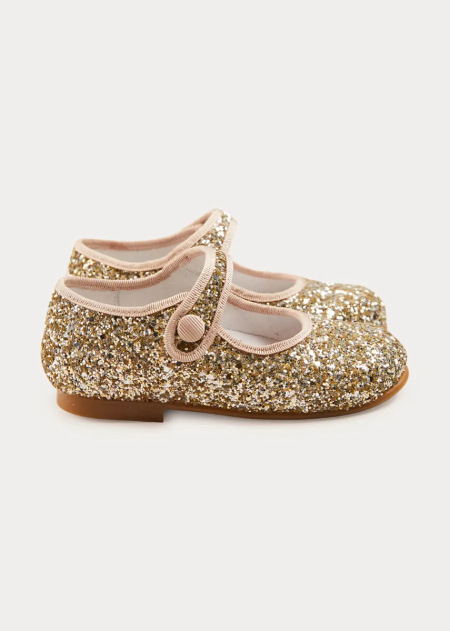 Pepa London Glittery Mary Jane Shoes in Gold (24-34EU)