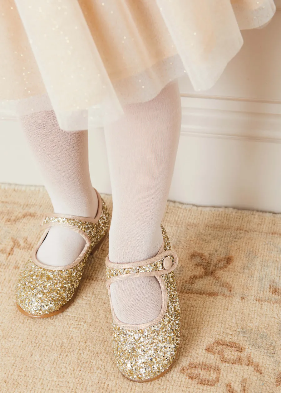 Pepa London Glittery Mary Jane Shoes in Gold (24-34EU)
