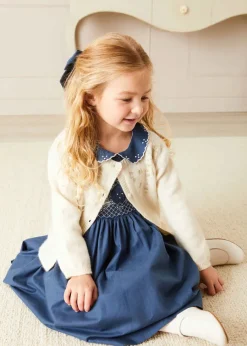 Pepa London Gold Embroidered Cardigan In Cream (12mths-10yrs)
