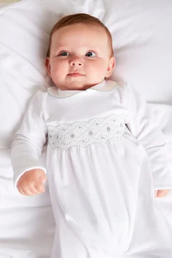 BOY Pepa London Green Hand Smocked Cotton All-in-One (0-18mths)