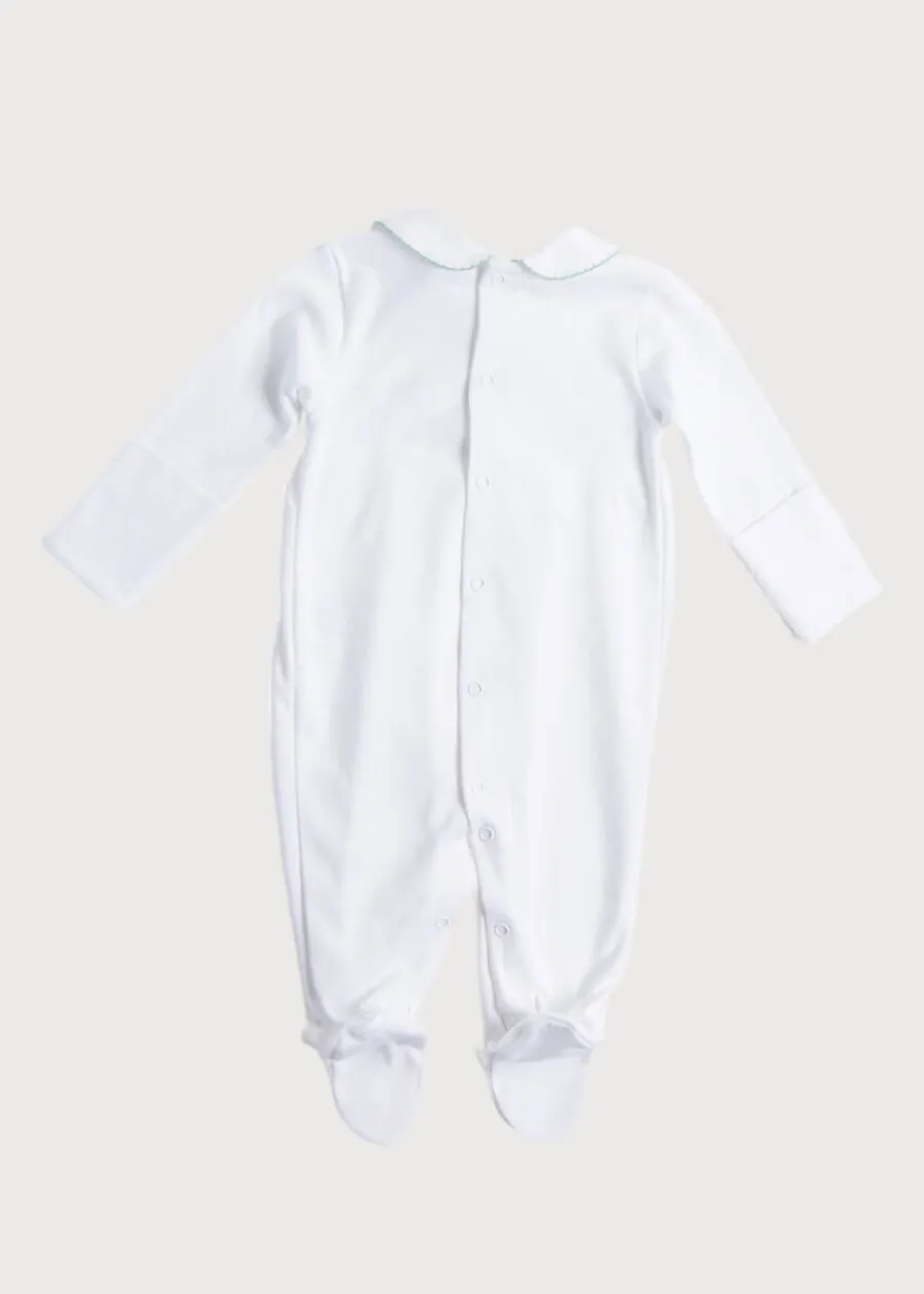 BOY Pepa London Green Hand Smocked Cotton All-in-One (0-18mths)