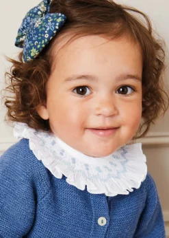 Pepa London Hand Smocked Collar Long Sleeve Blouse in White (0-12mths)