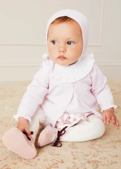 Pepa London Hand Smocked Collar Long Sleeve Blouse In Baby Pink (0-12mths)