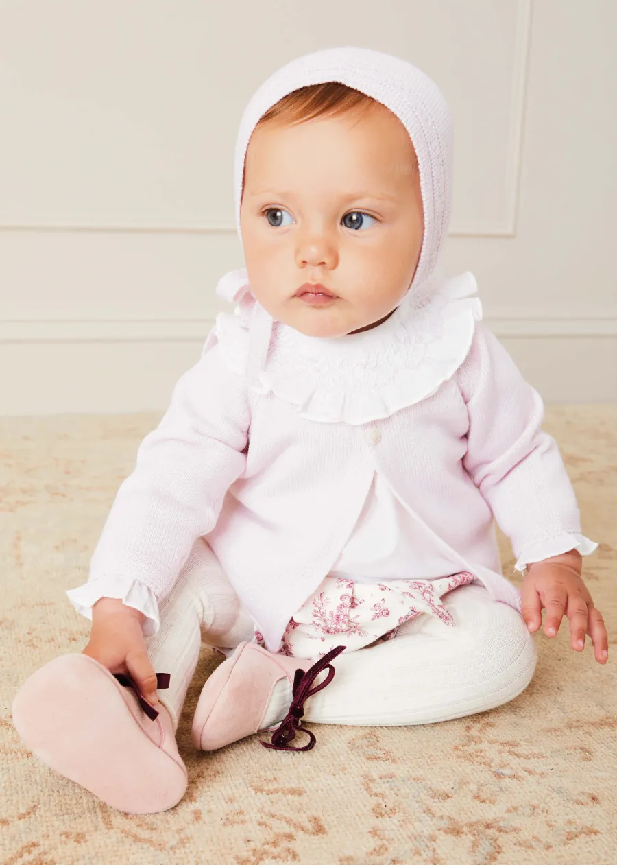 Pepa London Hand Smocked Collar Long Sleeve Blouse In Baby Pink (0-12mths)