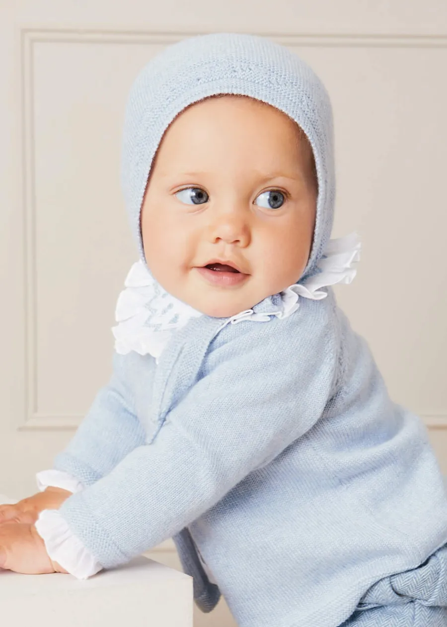 Pepa London Hand Smocked Collar Long Sleeve Blouse in White (0-12mths)