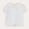 Pepa London Hand Smocked Collar Short Sleeve Blouse in White (18mths-6yrs)