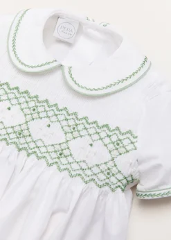 BOY Pepa London Hand Smocked Peter Pan Collar Short Sleeve Two Piece Set in Green (18mths-6yrs)