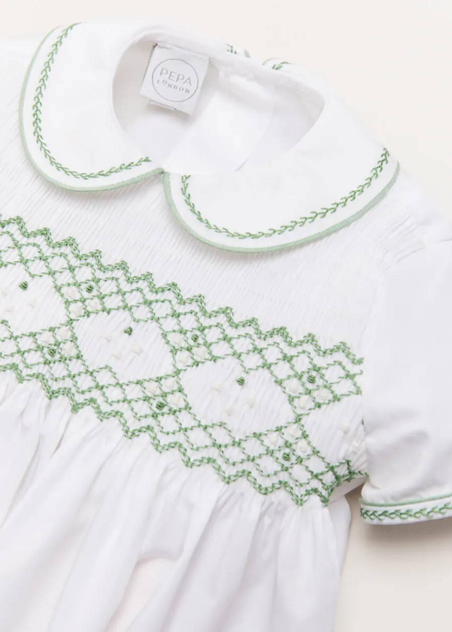 BOY Pepa London Hand Smocked Peter Pan Collar Short Sleeve Two Piece Set in Green (18mths-6yrs)