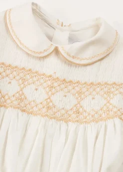 BOY Pepa London Hand Smocked Peter Pan Collar Short Sleeve Two Piece Set in Beige (18mths-6yrs)